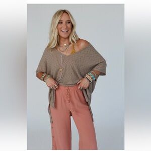 Three Bird Nest V Neck Top